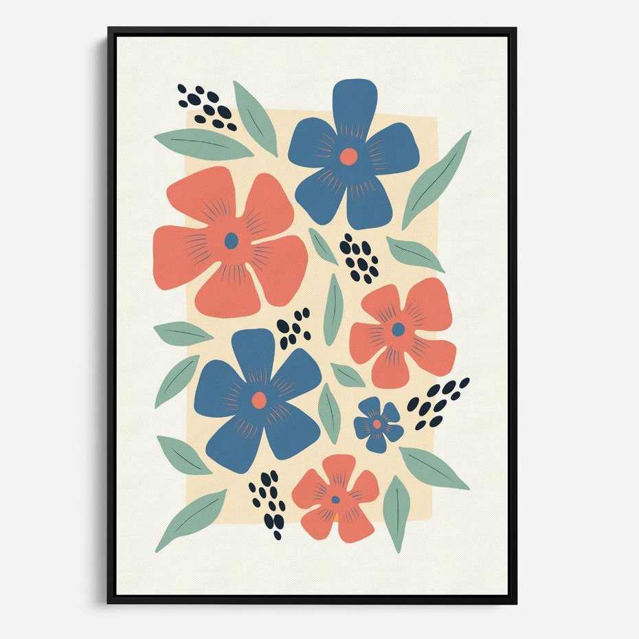 Obraz w ramie 50x70 - Kolorowe liście tęsknot - minimalistyczny plakat, grafika - rama czarna