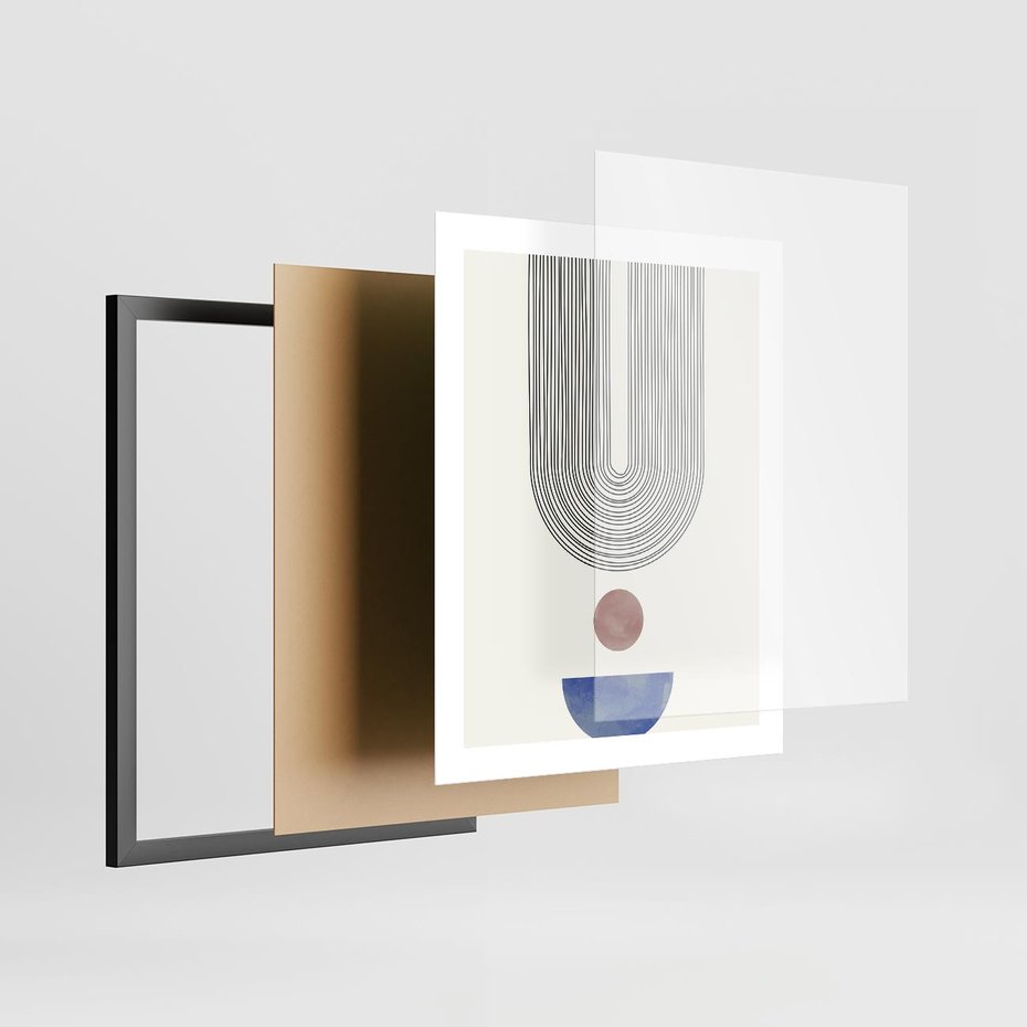 Plakat w ramie 40x50 - Rozplątane Wibracje - nowoczesny plakat, styl midcentury - rama czarna