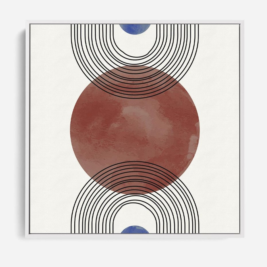 Obraz w ramie 80x80 - Księga Impulsów - nowoczesny plakat, styl midcentury - rama biała