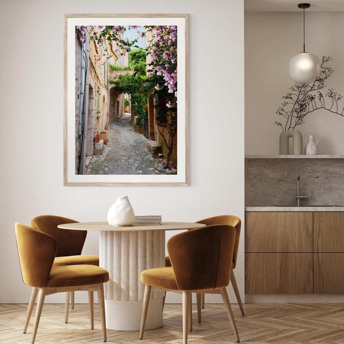 Plakat w ramie 40x50 - Ścieżka W Nieskończoność - uliczka, perspektywa - rama drewno