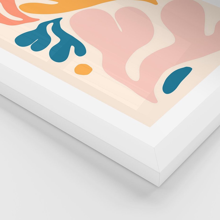 Plakat w ramie 50x70 - Granice Inspiracji - abstrakcyjne dziwne formy, nowoczesny plakat - rama biała