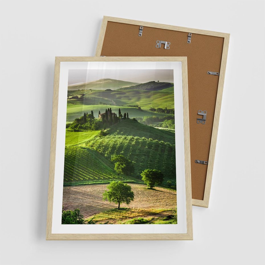 Plakat w ramie 50x70 - Pejzaż Widoczek - widoczek, pejzaż - rama drewno