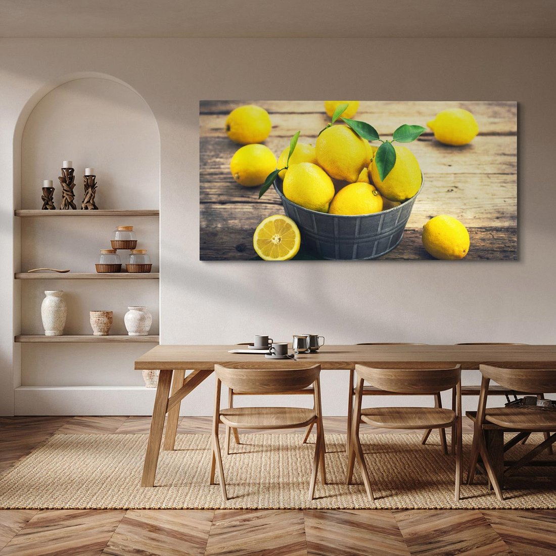 Obraz na płótnie 120x60 - Ożywczy koszyk - cytryny, koszyk
