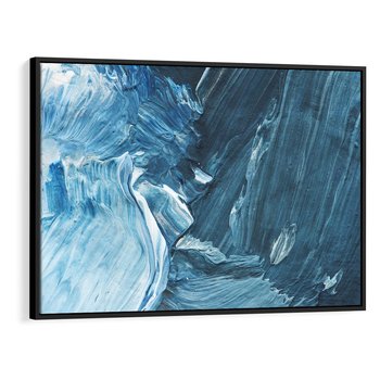 Obraz w ramie 100x70 - W stronę niebieskiego horyzontu - abstrakcja, rozlane farby - rama czarna