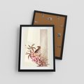 Plakat w ramie 30x40 - Kwiatowe Zanurzenie - japońska sztuka, ptak - rama czarna