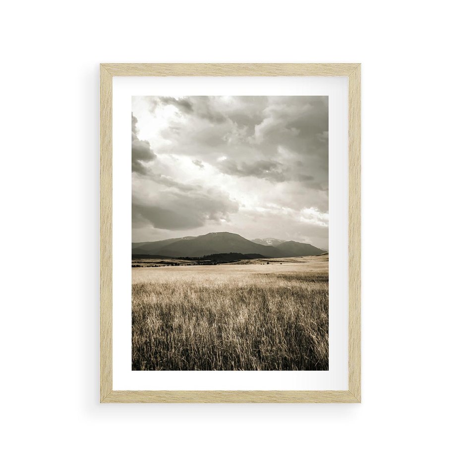 Plakat w ramie 30x40 - Nostalgiczny Krajobraz - pole, krajobraz - rama drewno