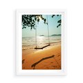 Plakat w ramie 50x70 - Tropikalna plaża i huśtawka - plaża, tropiki - rama biała