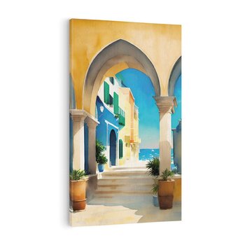 Obraz na płótnie 80x120 - Nadmorskie Łuki - akwarela, śródziemnomorski klimat