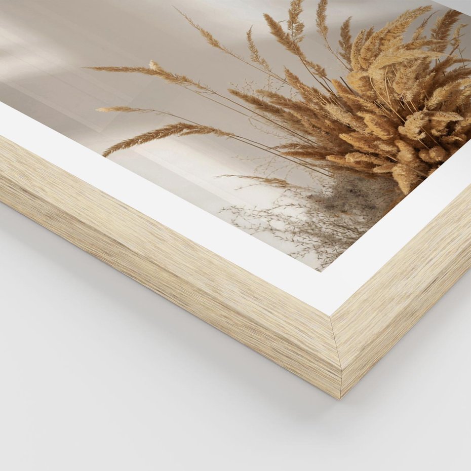 Plakat w ramie 30x40 - Natura i Elegancja: Obraz Boho - trawy, boho - rama drewno