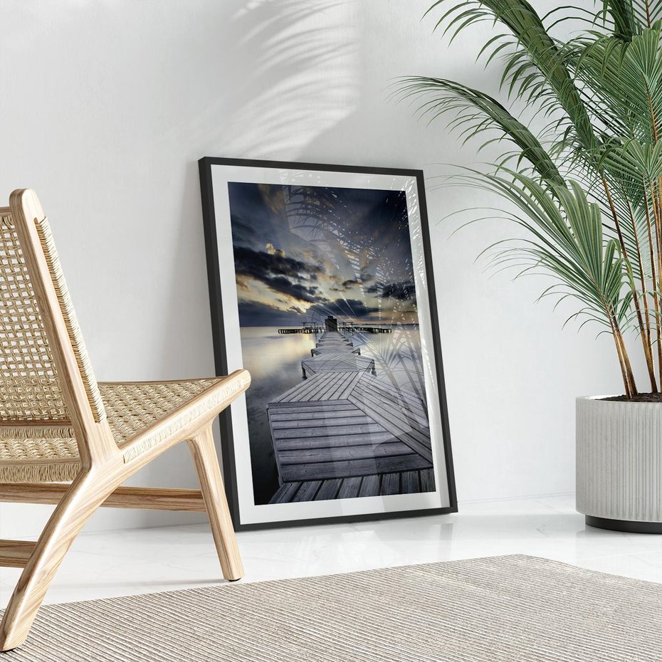 Plakat bez ramy 50x70 - Spokój nad Jeziorem - pomost, jezioro