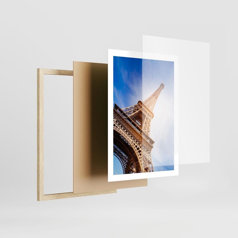 Plakat w ramie 50x70 - Eiffla - ikona Paryża - Eiffla, Paryż - rama drewno