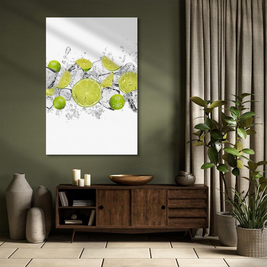 Obraz na płótnie 80x120 - Rześkość i smak - limonki, lód