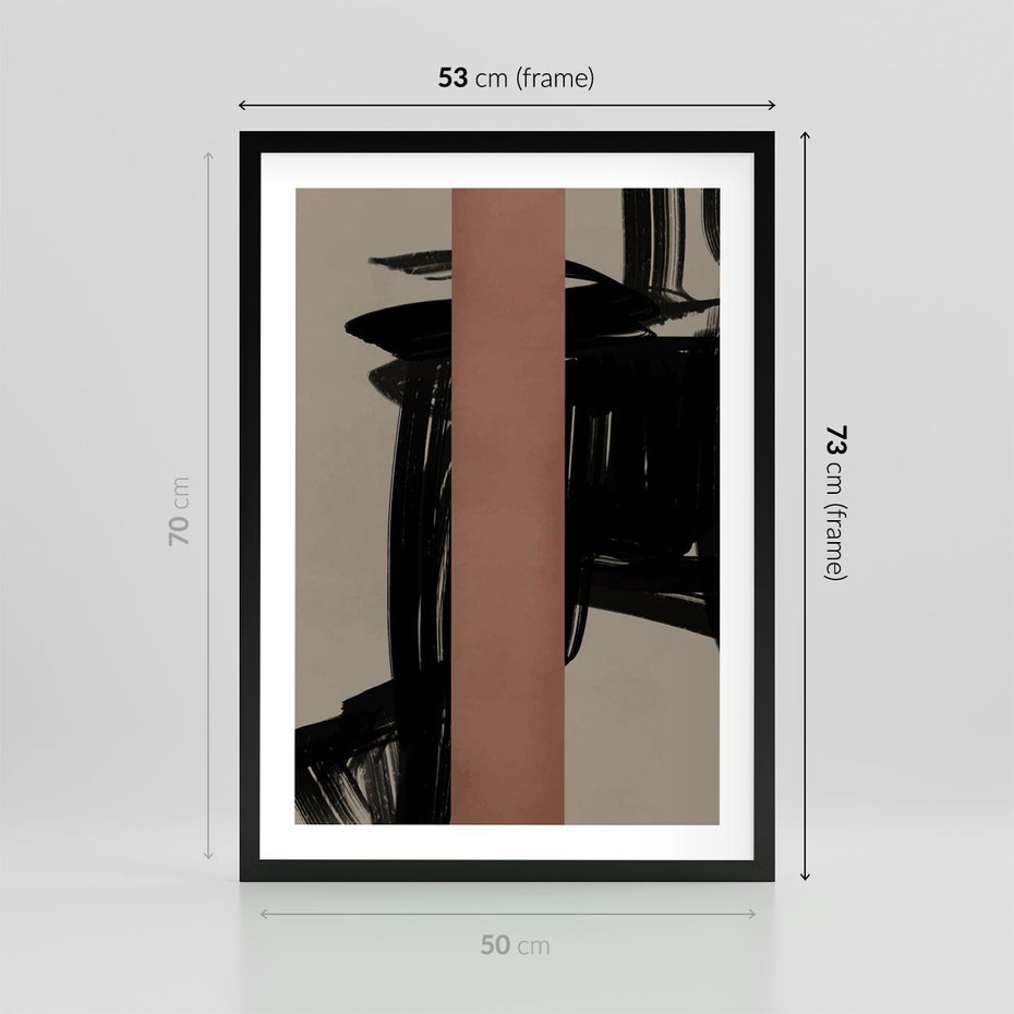 Plakat w ramie 50x70 - Niezwykłe Przeobrażenia - abstrakcja, czarne splatane linie - rama czarna