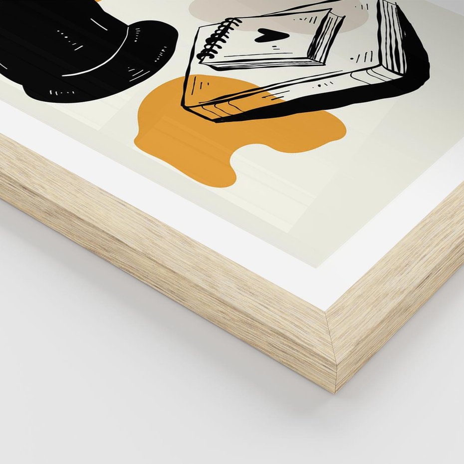 Plakat w ramie 40x50 - Nowoczesny Kot - grafika, kot - rama drewno