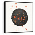Obraz w ramie 50x50 - Impulsy Kreatywności - abstrakcyjna czarna plama, rozsiane pomarańczowe kropki - rama czarna