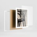 Plakat w ramie 40x50 - Konturem Zdefiniowany - skandynawska sztuka, jeleń - rama biała