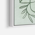 Obraz w ramie 50x70 - Energetyczne Odrodzenie Natury - abstrakcyjne delikatne zielone linie, podobne do gałęzi kwiatów - rama biała