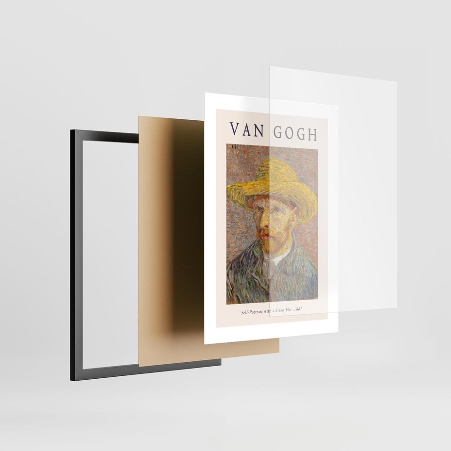 Plakat w ramie 30x40 - Autoportret van Gogha - van gogh, autoportret - rama czarna