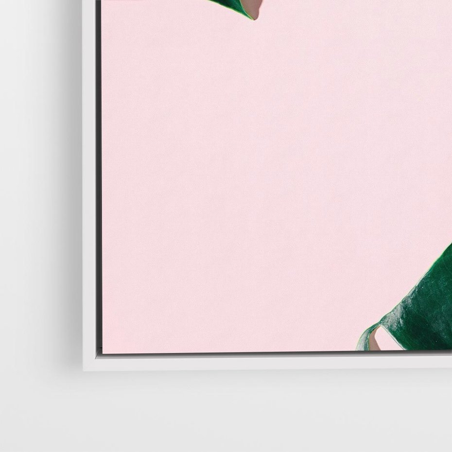 Obraz w ramie 50x50 - Siła Natury - liście, monstera - rama biała