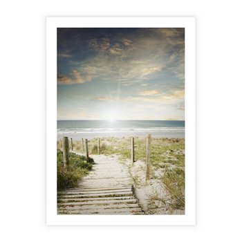 Plakat bez ramy 30x40 - Błękitne morze na pomostach - morze, pomost