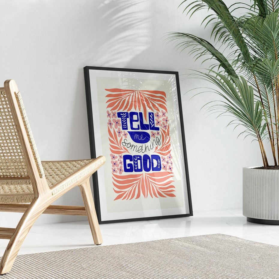 Plakat bez ramy 50x70 - Bezgraniczne Formy - nowoczesna typografia, liście