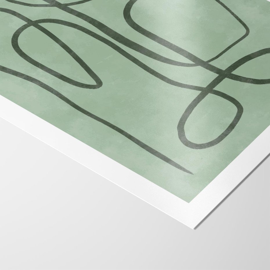 Plakat bez ramy 40x50 - Zielone Wariacje w Liniach - abstrakcyjne zielone linie, skandynawski design