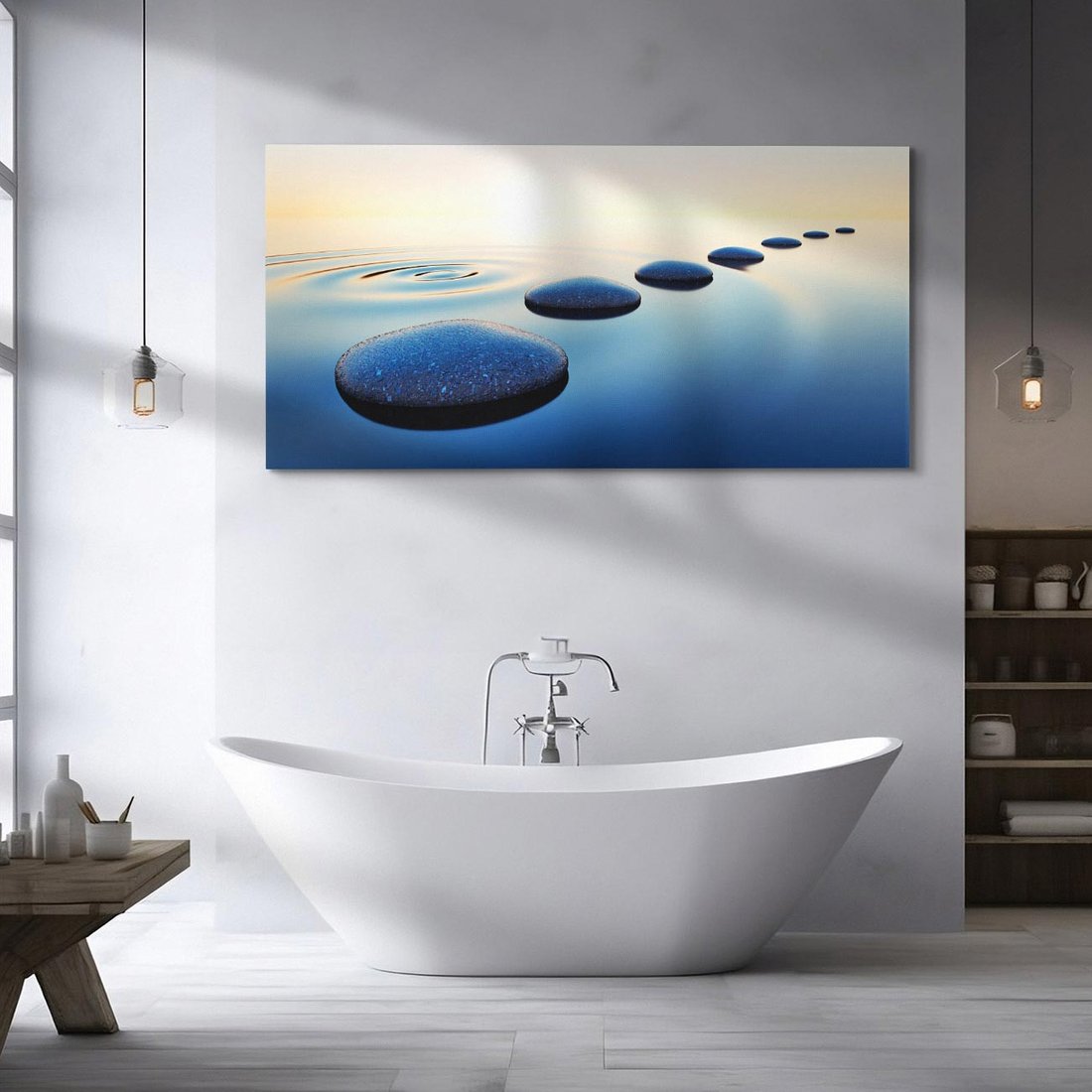 Obraz na płótnie 140x70 - Spokój kamieni w SPA - kamienie, woda