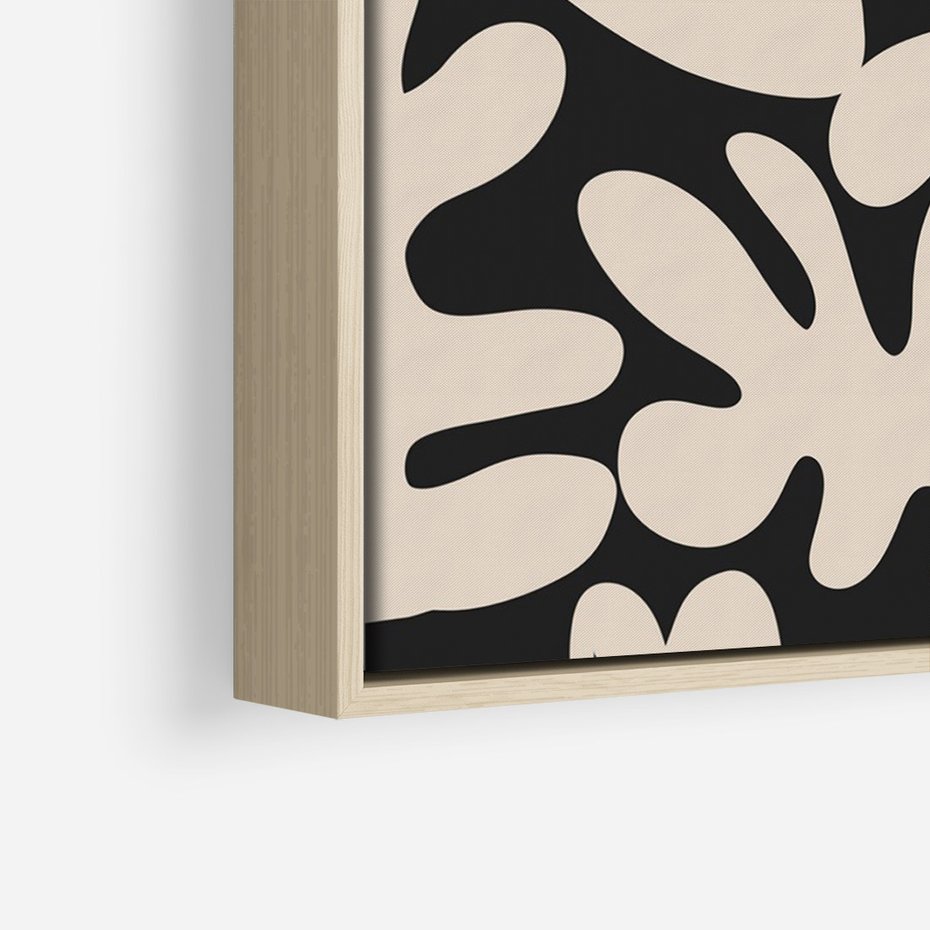 Obraz w ramie 70x100 - Księga Ukrytych Widoków - abstrakcyjne czarno białe formy, minimalizm - rama drewno