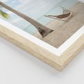 Plakat w ramie 50x70 - Relaks na plaży - palma, hamak - rama drewno