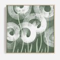 Obraz w ramie 50x50 - Spokojne Plamy Natury - zielony plakat, roślinne motywy - rama drewno