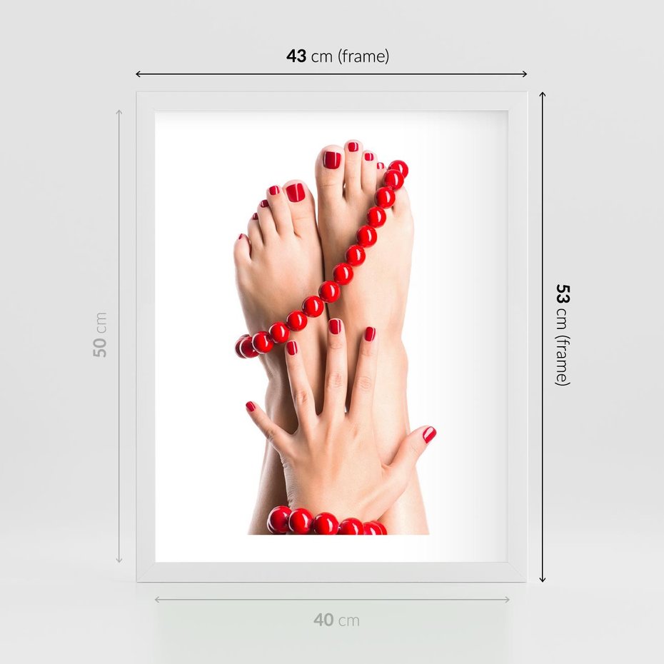 Plakat w ramie 40x50 - Manicure spa: piękno i relaks - manicure, spa - rama biała