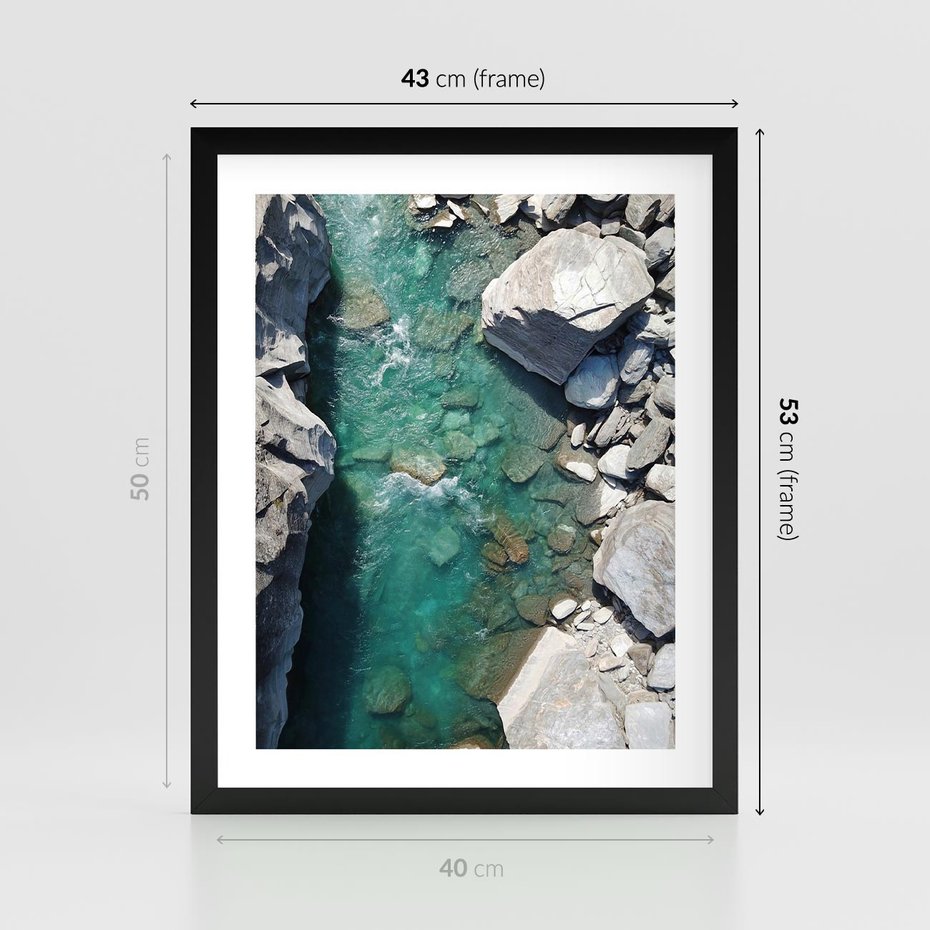 Plakat w ramie 40x50 - Spotkanie natury i siły - rzeka, skały - rama czarna