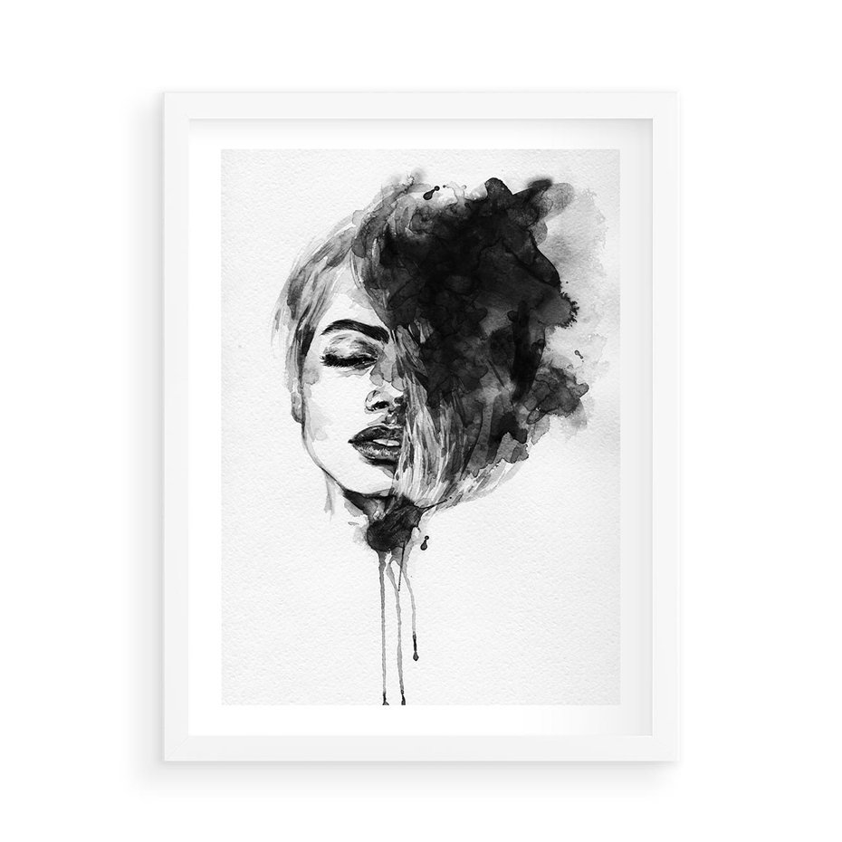 Plakat w ramie 50x70 - Kobieta w akwareli - kobieta, akwarela - rama biała