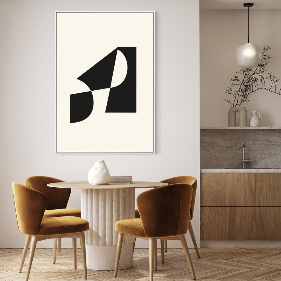 Obraz w ramie 50x70 - Rozświetlony Cień - abstrakcyjna sztuka, geometria - rama biała