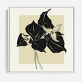 Obraz w ramie 50x50 - Ekspresja w szkicowanych kształtach - kwiaty, typografia - rama biała