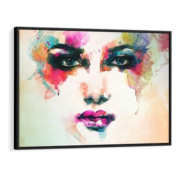 Obraz w ramie 100x70 - Eteryczna Głębia Dusz - portret twarz kobiety, wyraziste oczy - rama czarna