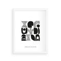 Plakat w ramie 30x40 - Taniec Dziwacznych Kresek - minimalistyczny plakat, czarno biały - rama biała