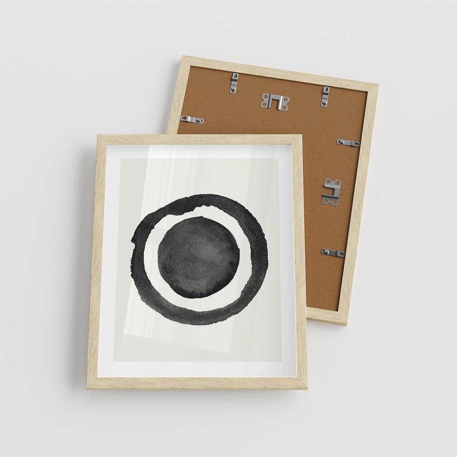 Plakat w ramie 40x50 - Bezgraniczne Widoki - abstrakcyjne plamy okręgi, akwarelowe - rama drewno