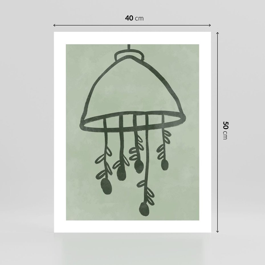 Plakat bez ramy 40x50 - Zieleń Inspirującego Spokoju - plakat z abstrakcyjną zieloną lampą, skandynawski design