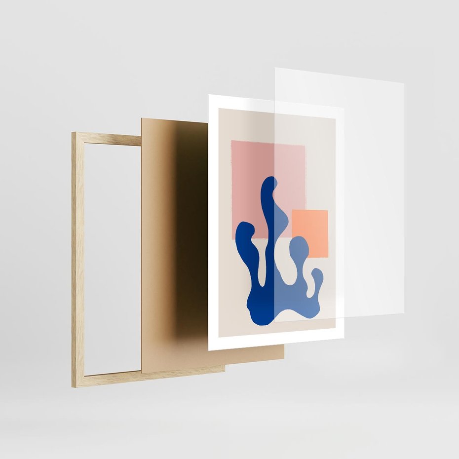 Plakat w ramie 50x70 - Bezgraniczna Galeria Plam - abstrakcja, nowoczesny plakat - rama drewno