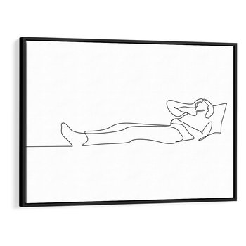 Obraz w ramie 70x50 - Postać na Łóżku - one line art, szkic - rama czarna