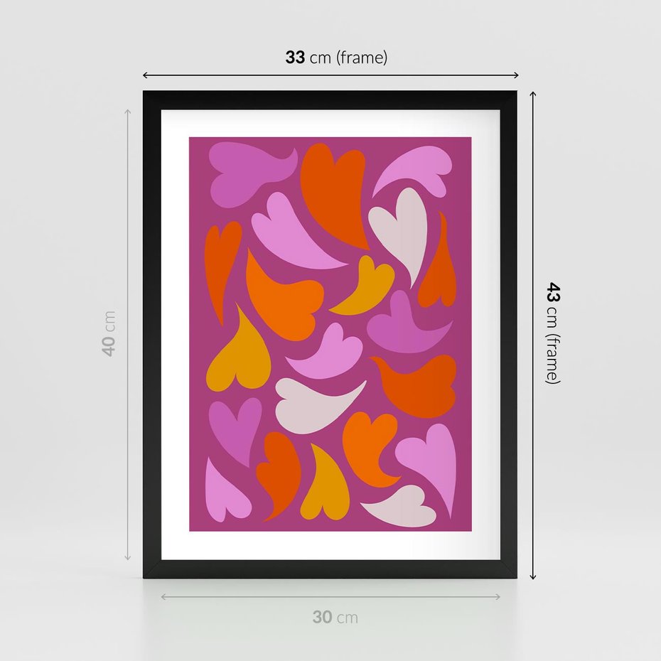 Plakat w ramie 30x40 - Podróżne Boho - wesoła grafika, serca - rama czarna