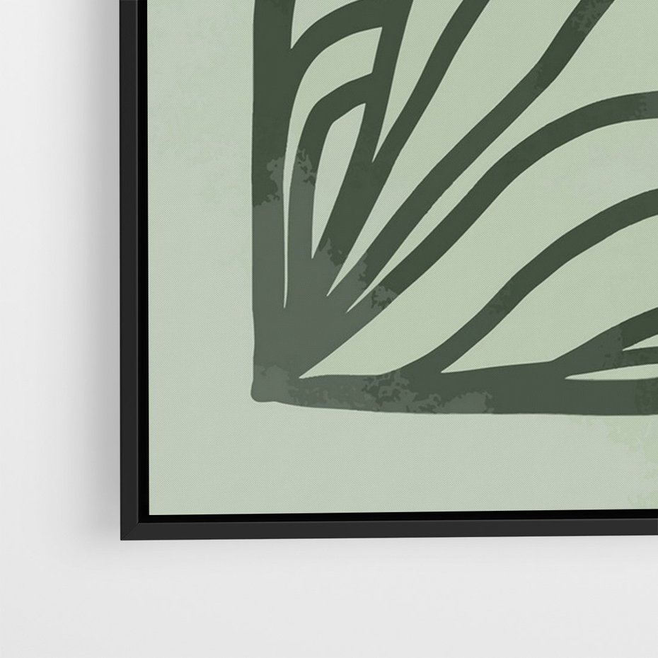 Obraz w ramie 50x70 - Zielonkawy Uścisk Natury - abstrakcyjny zielony motyw, skandynawski design - rama czarna