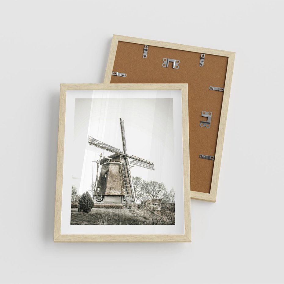 Plakat w ramie 40x50 - Wiejska Idylla z Młynem - wiatrak, młyn - rama drewno