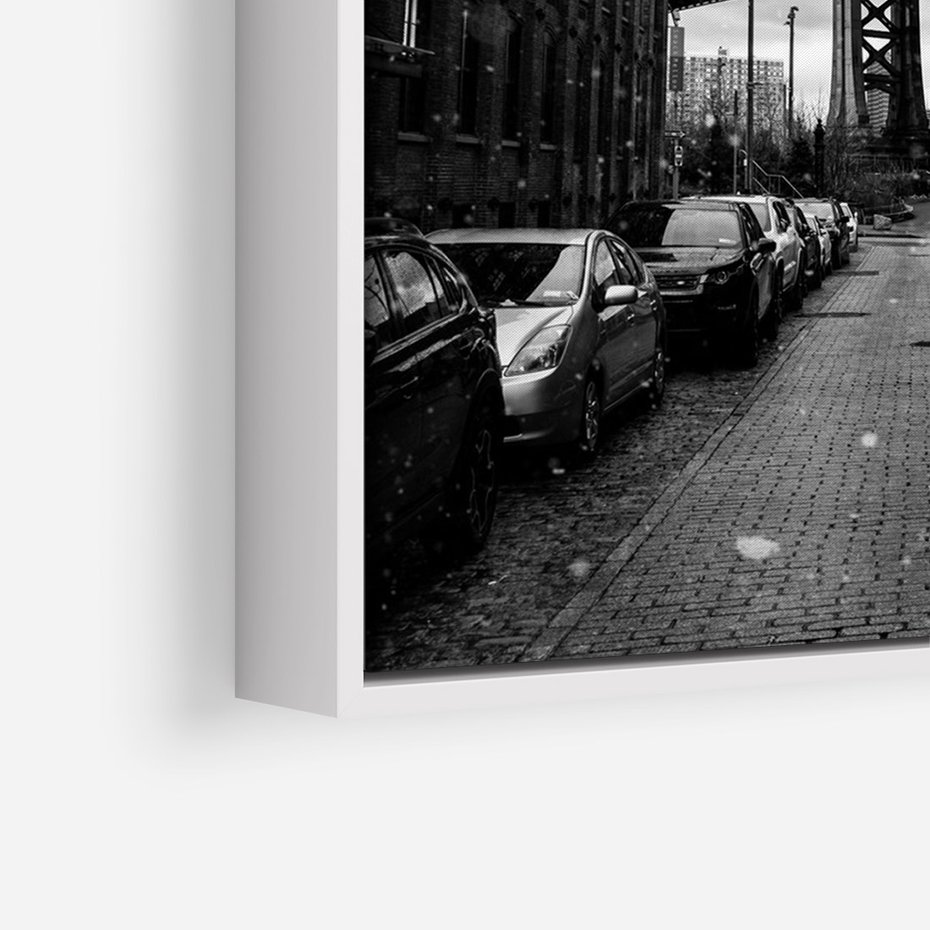 Obraz w ramie 70x100 - Ikona Miasta - Nowy Jork, most - rama biała