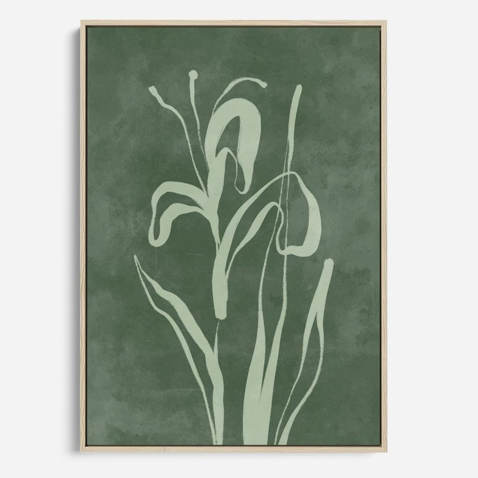 Obraz w ramie 50x70 - Zielony Oddech - zielona abstrakcja, zgaszona zieleń - rama drewno