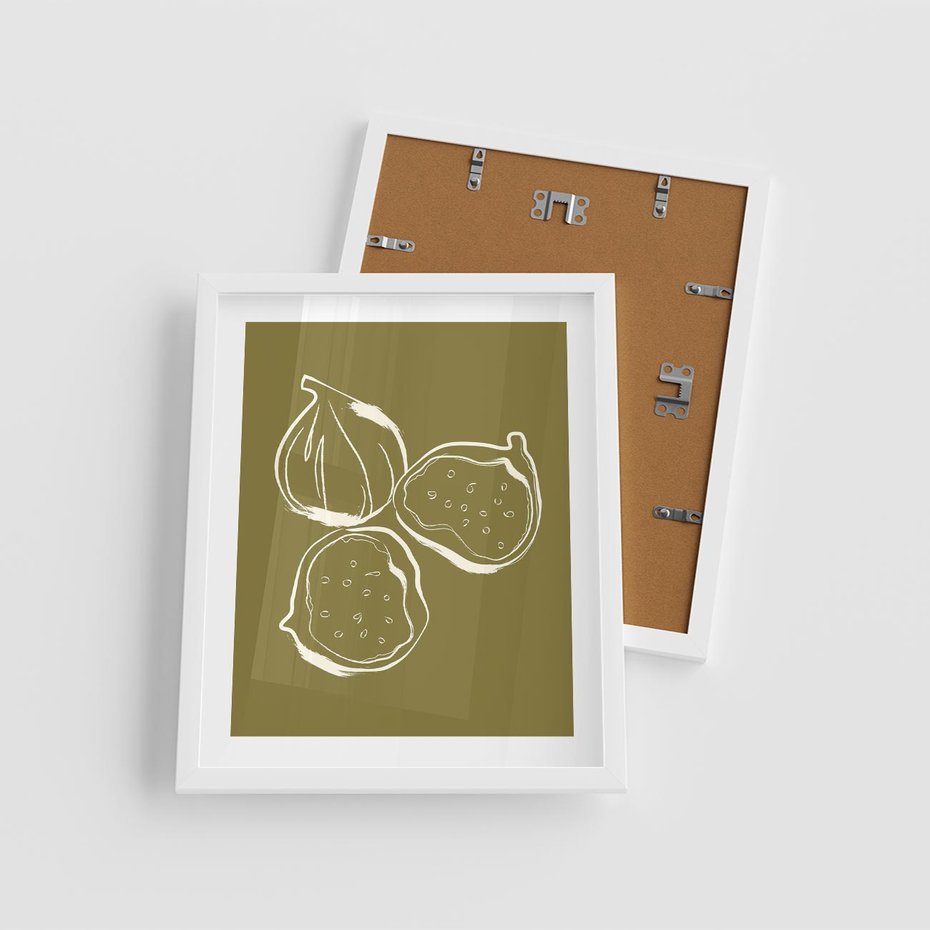 Plakat w ramie 40x50 - Podróżne Barwy - figi, minimalistyczny styl - rama biała