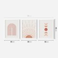 Zestaw obrazy w ramie 30x40 galeria - Boho, słońce, graficzne - rama biała