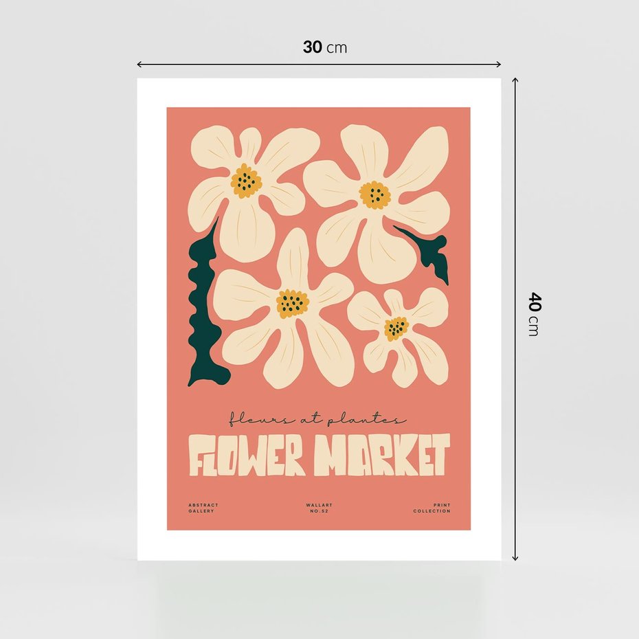 Plakat bez ramy 30x40 - Szkicowane Kolorowe Uczucia - kwiatowa kompozycja, minimalizm