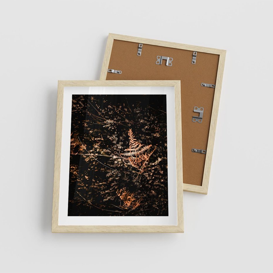 Plakat w ramie 40x50 - Jesienna Melodia - suche trawy, paprocie - rama drewno